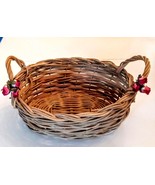 Natural Wicker Basket 9.5 x 11&quot; Side Handles Woven Fall Harvest Farmhous... - £15.50 GBP