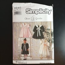 Simplicity 9940 Pattern Classic Child&#39;s Heirloom Dress Knee Length A 2-6X UC - £8.36 GBP