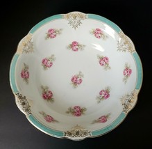 Large Vintage Rose Pattern Decorative Bowl - $22.50