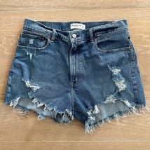 Abercrombie &amp; Fitch The Mom Shorts High Rise Curve Love Cutoff Denim  12/31 - £34.80 GBP