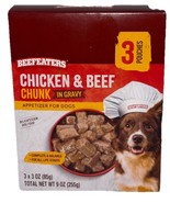 Beefeaters Chicken &amp; Beef Chunks in Gravy Dog Food `1 Pk of 3-3oz Pouche... - €16,00 EUR
