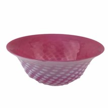 Antique Cranberry Opalescent Hobnail Bowl Vintage Glass Center Bowl 10-1/2&quot; U14 - £80.84 GBP