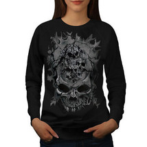 Wellcoda Death Skull Evil Skelet Womens Sweatshirt, War Casual Pullover Jumper - £22.74 GBP+