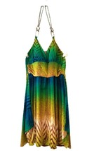 Grass Collection Backless Dress - Green, Blue, and Gold, Size Medium (M) - £79.82 GBP