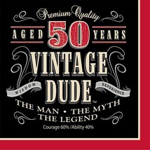 Creative Converting 16 Count Vintage Dude 50th Birthday Lunch Napkins - £31.26 GBP