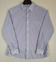 Tommy Bahama Shirt Men&#39;s 16 1/2 34-35 Blue Striped Dress Button Up Marli... - $22.75