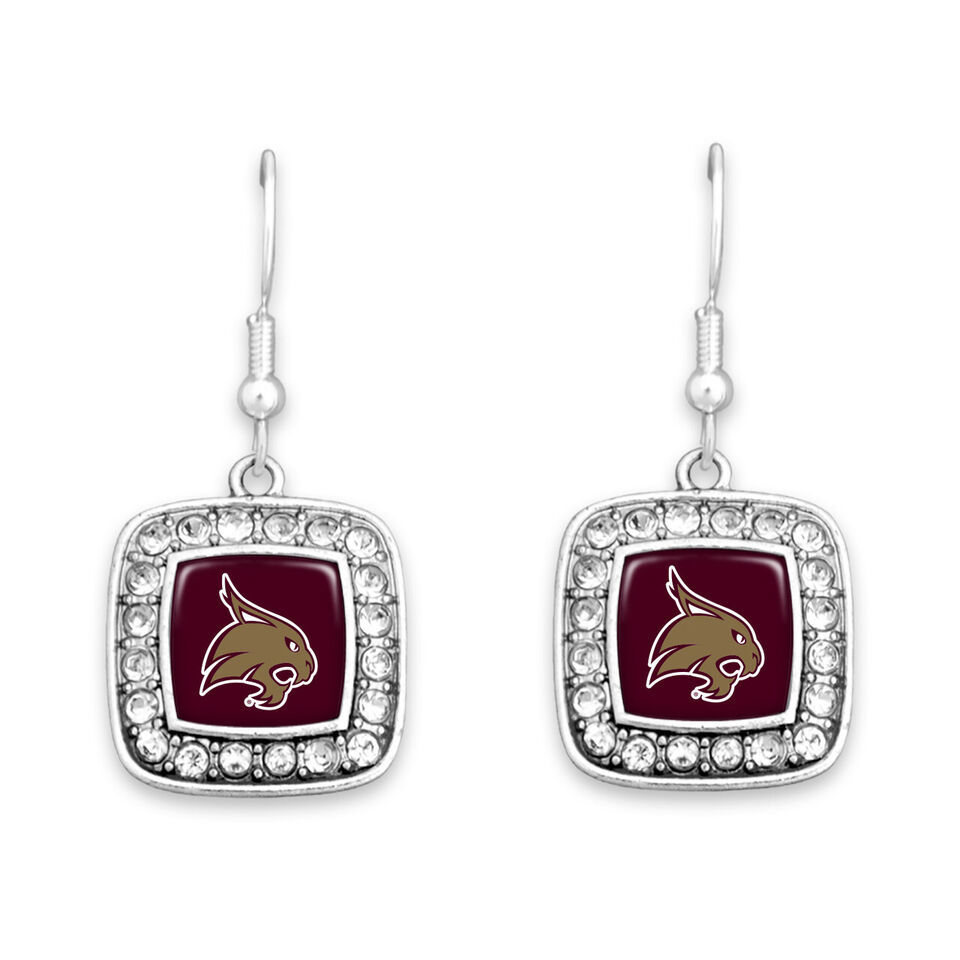 From the Heart 47274 Texas State Bobcats Square Stone Earrings