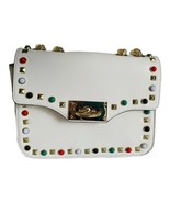 Gail Labelle White Handbag Purse Leather studded toggle front. CARTERA D... - £51.97 GBP