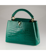 Louis Vuitton Green Alligator MM Capucines Purse Gold HW Box Dustbag Strap - $27,714.54