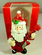 Santa Claus Playing Guitar Clay Christmas Ornament - £11.80 GBP