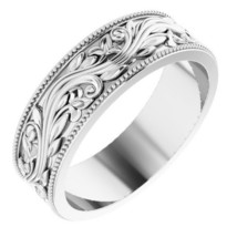 Authenticity Guarantee 
14k White Gold 6 mm Sculptural Wedding Band with Milg... - £882.99 GBP+