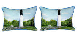 Pair of Betsy Drake Hunting Island Lighthouse Large Pillows 18 Inch x 18 Inch - £70.08 GBP