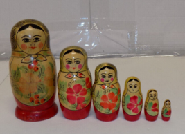 Vintage Matryoshka Russian Nesting Dolls 6 pcs Hand Painted 6 Inch - £38.52 GBP