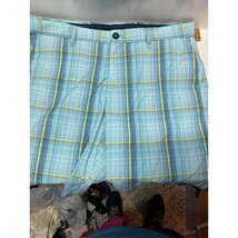Tommy Bahama Shorts 10” Golf Casual Blue Aqua Yellow Flat Plaid Men’s Si... - $27.45