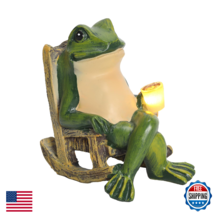 Miniature Frog Garden Statue Solar Light Outdoor Decor Frog Figurine Pat... - $20.69