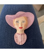 Vintage Ceramic Brooch Lady Face - $36.00