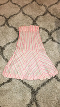 Anthropologie Ruth Pink &amp; White Striped Strapless Dress with Floral Pin Small - £39.95 GBP