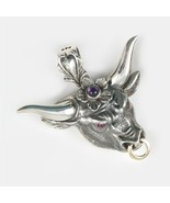 Taurus Charm Sterling Silver Pendant w/Natural Amethyst &amp; Red Garnet Gem... - $4,771.28 MXN
