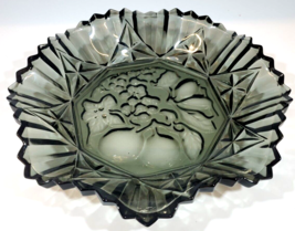 Vintage Fenton Carnival Glass Smoked Ruffled Sawtooth Edge Bowl 11&quot; - £27.24 GBP