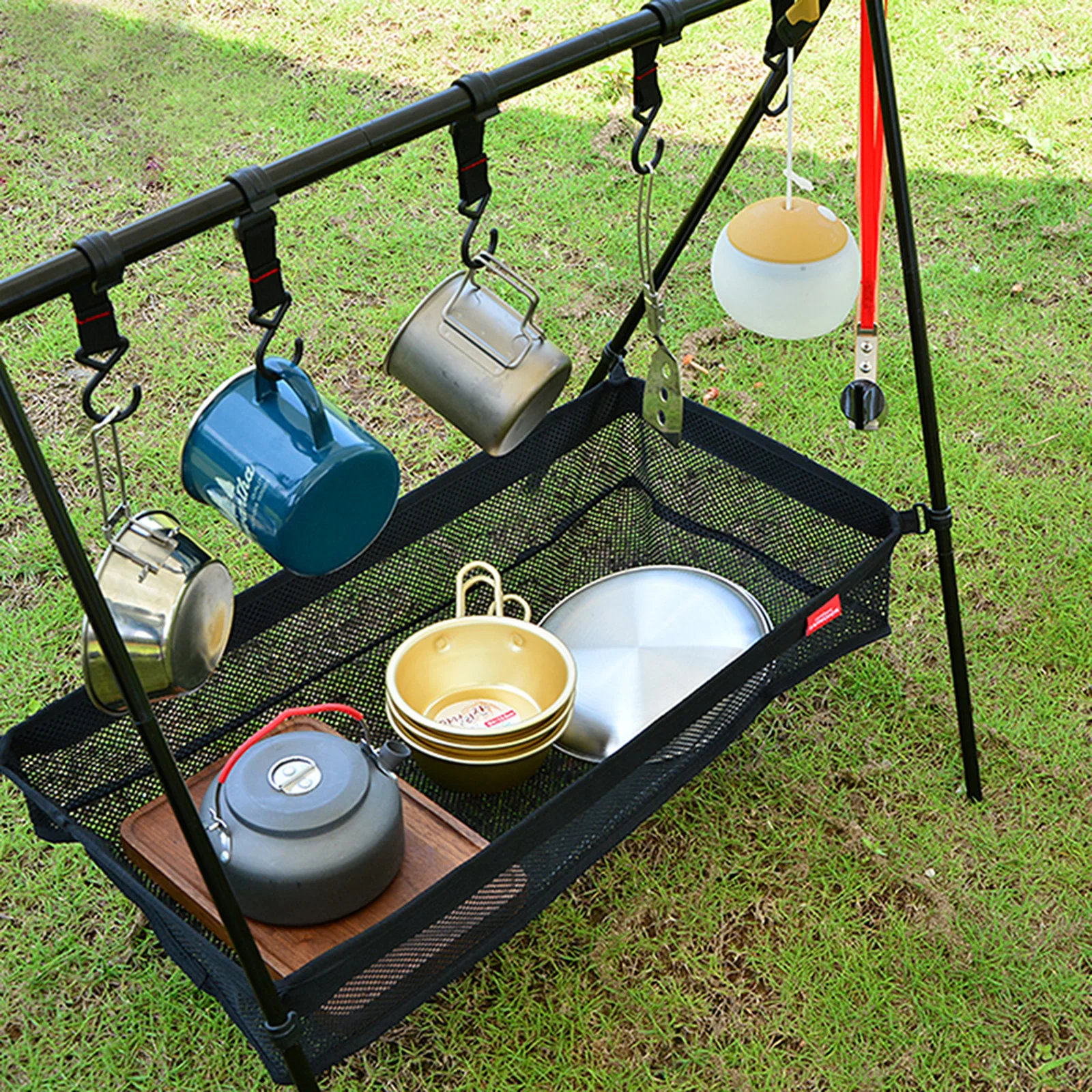 Outdoor Folding Net Bag Outdoor Camping Table Storage Bag Mesh Pocket Hanging - £12.92 GBP+