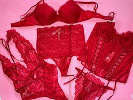 Victoria&#39;s Secret 36C Reggiseno Set + M Mutandine+Orsetto+Chiusa Corsetto Pizzo - £224.33 GBP