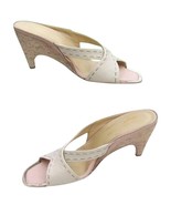 Donald Pliner Ivory Leather Wedge Shoe Cork Heel Sandal Slide Toe Rand $375 NIB - $375.00