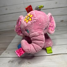 Taggies Pink Elephant Ribbon Tags Rattle Plush Stuffed Animal - $12.86