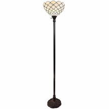 62&quot; Brown Traditional Shaped Floor Lamp With White Stained Glass Bowl Shade - £274.16 GBP