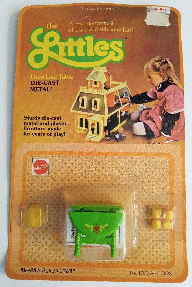 The Littles Die Cast Doll House Furniture Drop Leaf Table w/ Pretend Play Dishes