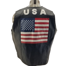 USA Bikers Dream Apparel Men&#39;s Leather Motorcycle Flag Vest   XXL - £34.75 GBP