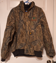Vtg Carhartt Mossy Oak Treestand Canvas Camo Jacket Made in USA IP Safety XL - £225.17 GBP