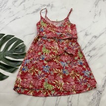 Roxy Womens Wrap Sundress Dress Size M Red Blue Tropical Floral Short Beach - $25.73