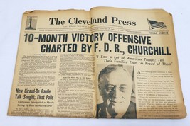 ORIGINAL Vintage Jan 27 1943 WWII Cleveland Press Newspaper FDR Churchill - £46.54 GBP