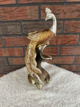 Vintage Peacock Silver Gold Green Jewels 12-1/2&quot; Tall Home Decor - £22.07 GBP