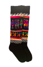 Alpaca wool socks for men. Size 9-11 US. Long black colorful socks. - £8.39 GBP