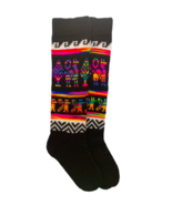 Alpaca wool socks for men. Size 9-11 US. Long black colorful socks. - £8.41 GBP