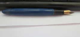 Sheaffer 14K Gold Nib #5 Feather Touch Fountain Pen USA made NO CAP dark Blue - $18.51
