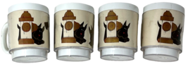 Vintage Thermo Serv Plastic Mugs Black Scottie Dogs Fire Hydrant Set of 4 image 2