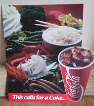 1993 This Calls For A Coke Double Sided Window Sticker Coca Cola Asian Food NOS - £5.94 GBP