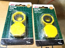 Qty-4. ACE 72014 Yellow Plastic Hose End Caps, 3/4&quot;, 4 pk.  FREE SHIPPING - $9.77