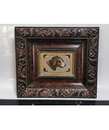 Beautiful Embroidered Dog Head in Massive Hand Carved Antique Wooden Frame - $153.44 CAD