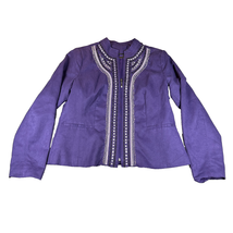 Tanjay Jacket Womens 10 Purple Faux Leather Embellished Full Zip Elegant... - $24.99