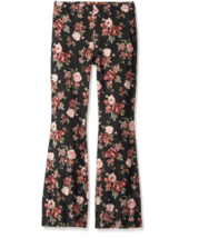 NEW My Michelle Big Girls&#39; Floral Print Leggings With Flare Bottom Large Black - £10.44 GBP