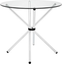 Round Glass Top And Stainless Steel Base 36&quot; Modway Baton Modern Kitchen And - £123.49 GBP