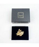 NEW Vintage Avon 1992 Bunny Rabbit Rhinestone Pin Gold Tone Box Easter - $12.99