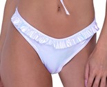 Metallic Iridescent Bikini Shorts Ruffle Trim Cheeky Low Rise White Rave... - £26.61 GBP