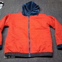 Ugg Kairo Reversible Jacket Red and Blue Plush Hooded Logo Design All Ov... - $1,451.96 MXN