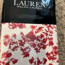 New Ralph Lauren Flannel Rhyne Red Floral Standard Pillow Cases Cotton 1 Pair - $39.59