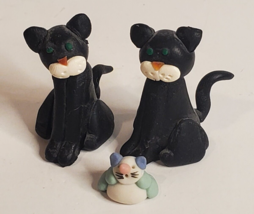 Handcrafted Polymer Clay Cat Kitty Kitten Figurines Miniature Curio - $12.82