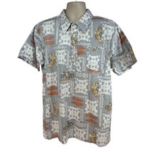 Floral Hawaiian Tiki Classic Cars Surfing Button Reverse Print Pullover ... - $49.49